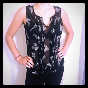 Banana Republic Sheer Patterned Blouse, Size M